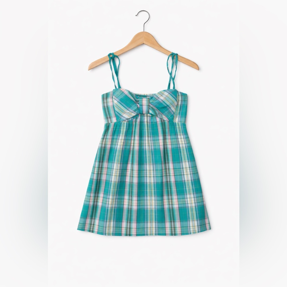 Xhilaration Green Plaid Babydoll Dress Medium